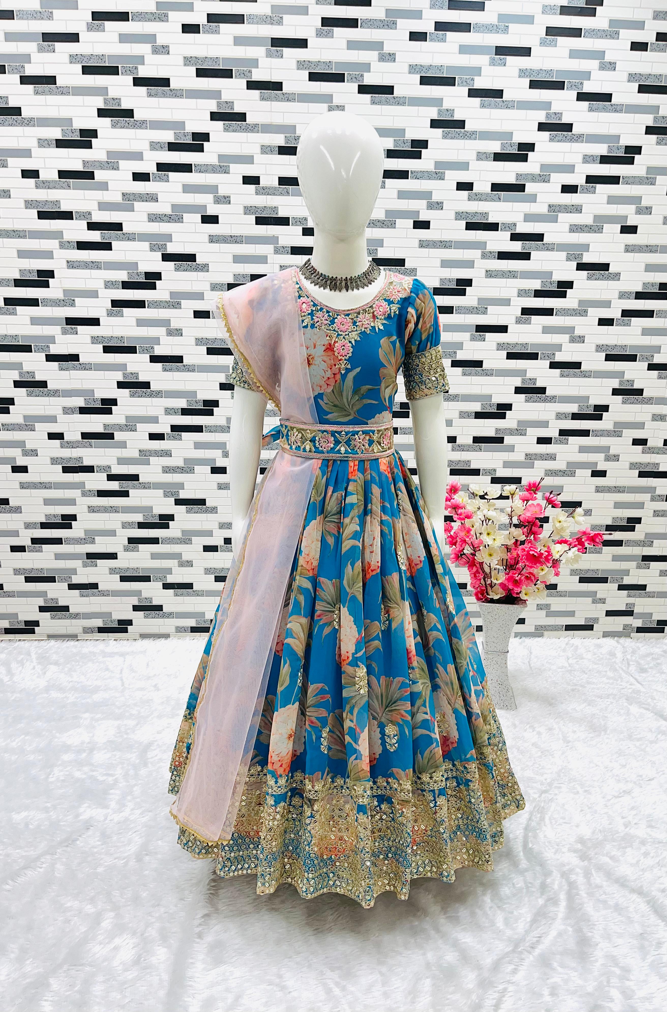 New Designer Heavy Fox Georgette Gown OC-152 Blue