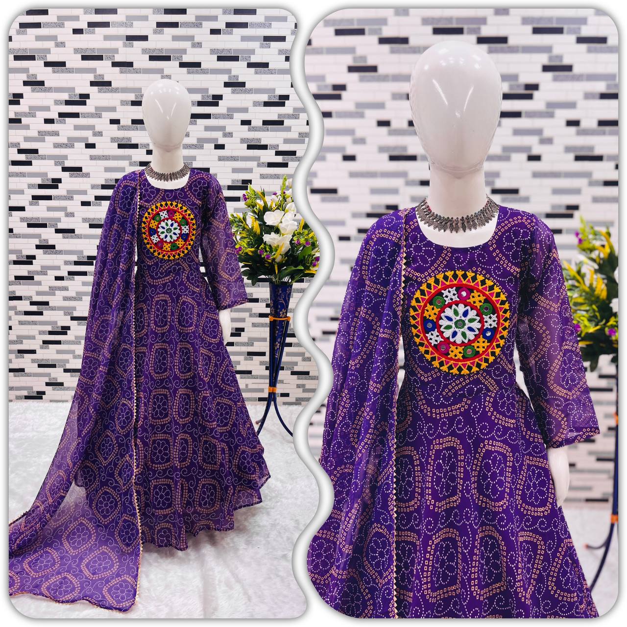 Heavy Fox Georgette Gown With Digital Print work With Gamthi work OC-182