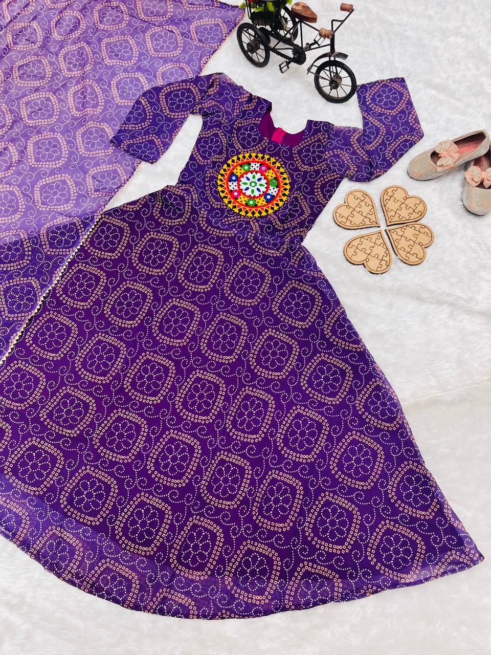 Heavy Fox Georgette Gown With Digital Print work With Gamthi work OC-182