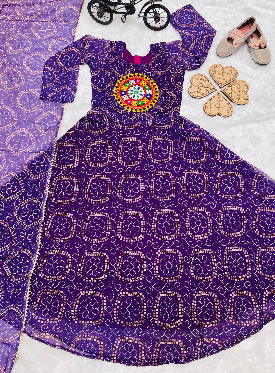 Heavy Fox Georgette Gown With Digital Print work With Gamthi work OC-182