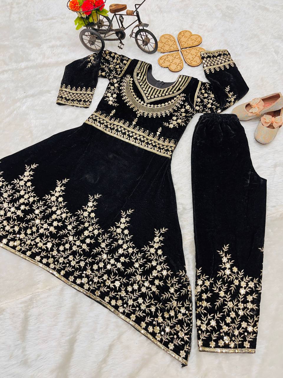 Winter Collection Beautiful Heavy Embroidery Siqunce Work Gown-Pent OC-190