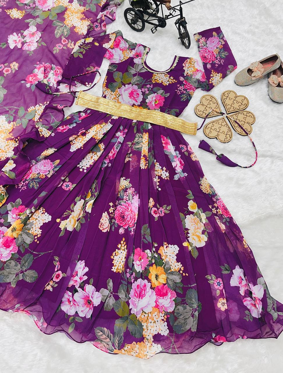 Presenting New Designer Heavy Fox Georgette Gown With Digital Print Work Ready To Wear Collection OC-142-Violet