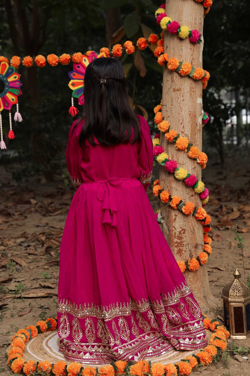 Launching New Collection Beautiful Kids Gown Set OC-196-SCARLET